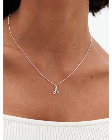 Simply Silver 925 CZ Initial Pendant - A