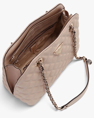 Guess Dome Light Beige Quilted Shoulder Bag