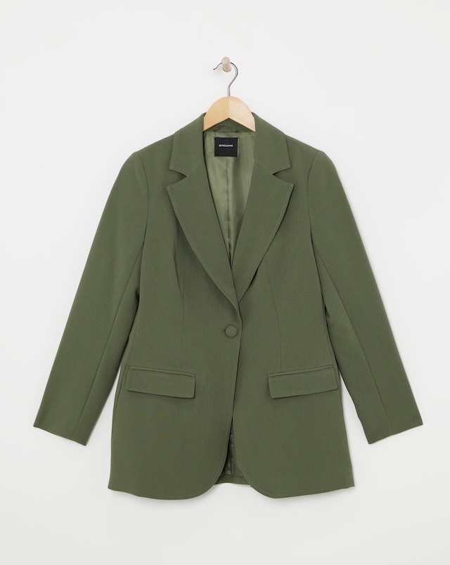Straight Fit Twill Blazer