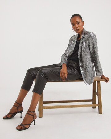 Silver Sequin Single Breasted Blazer