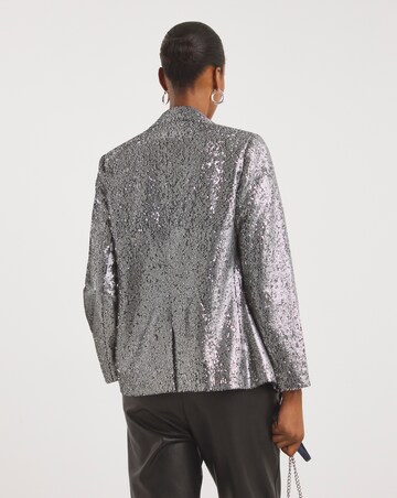 Silver Sequin Single Breasted Blazer