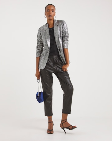 Silver Sequin Single Breasted Blazer