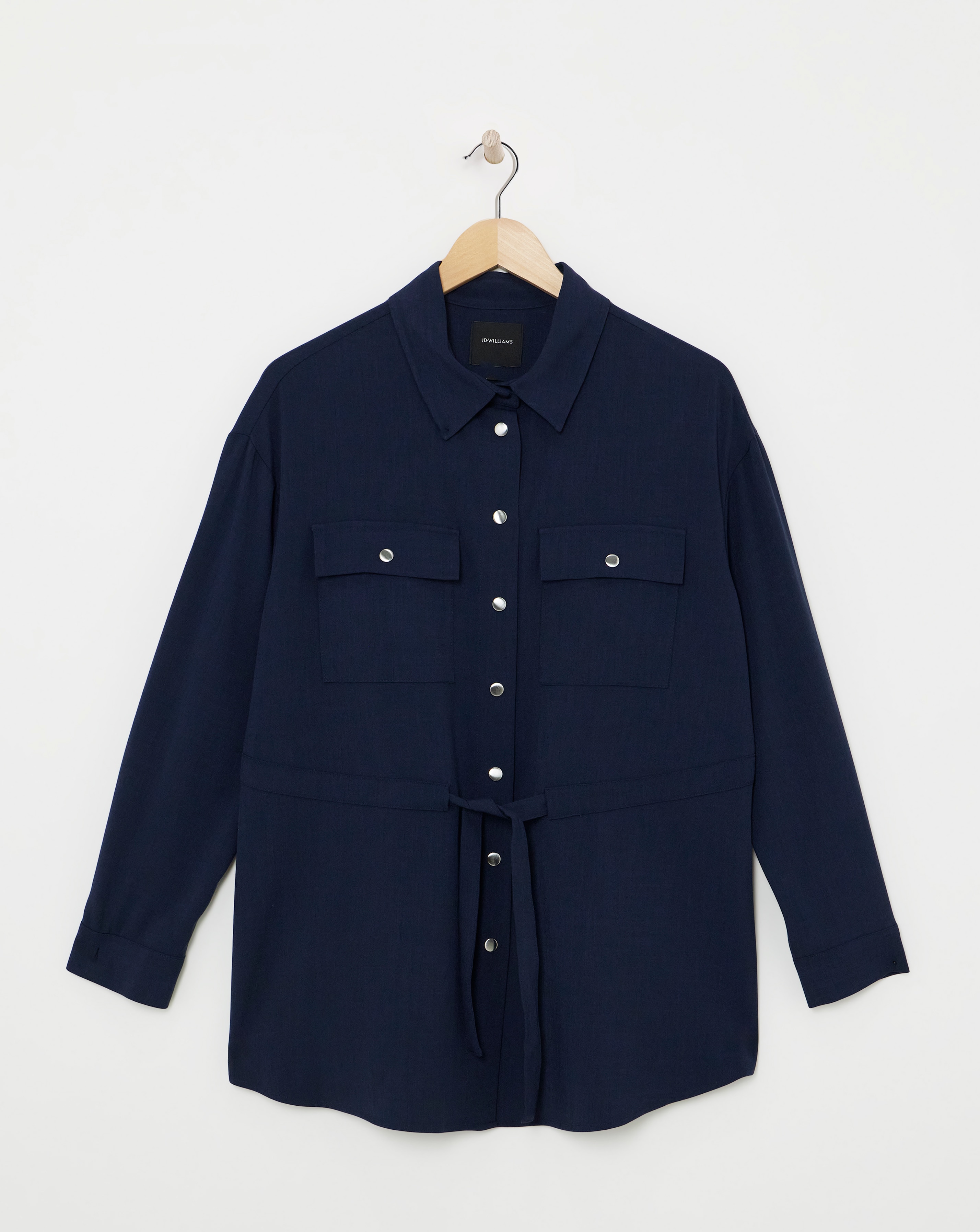 Deep Navy Tie Waist Overshirt