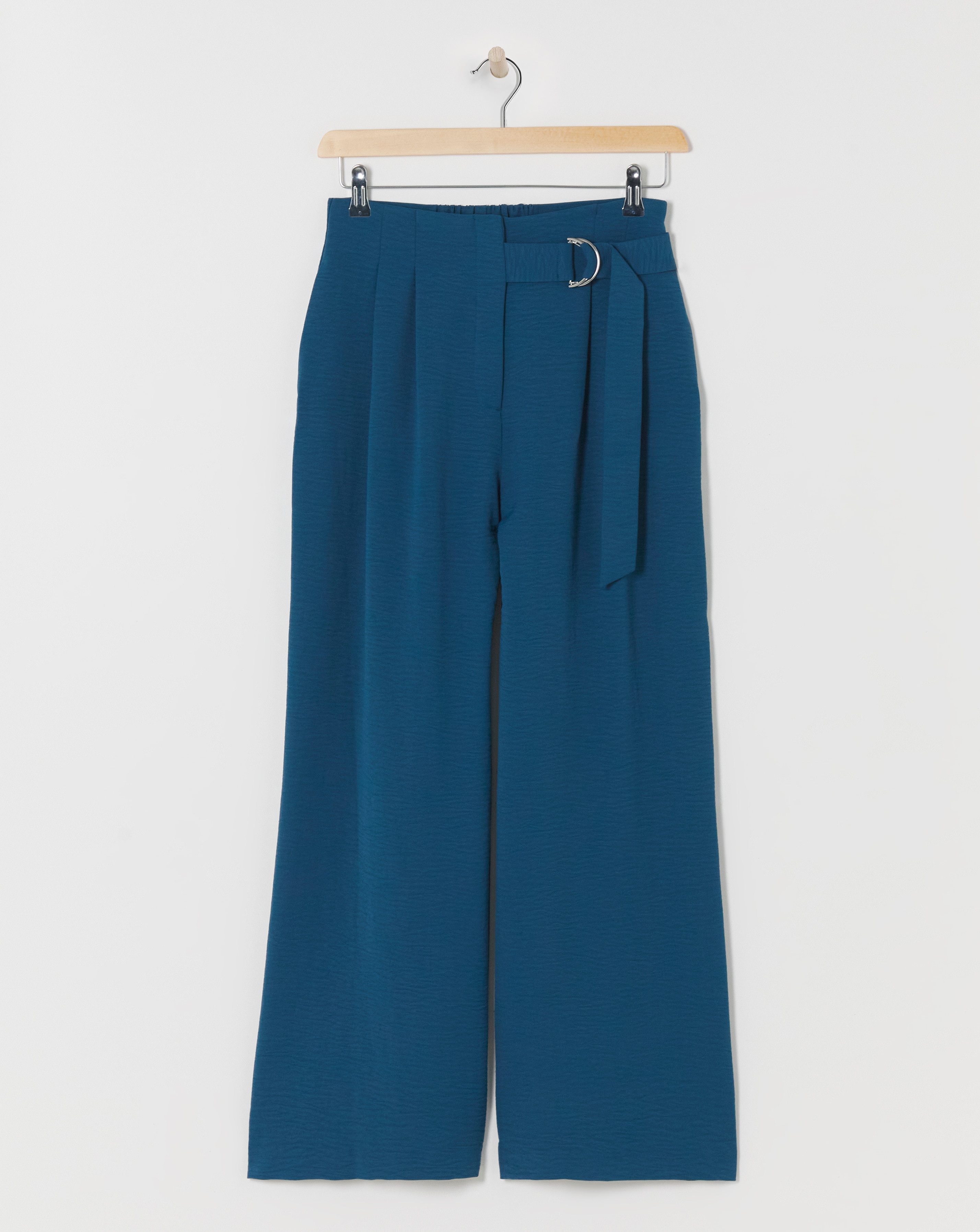 Textured Wide Leg Belted Trouser