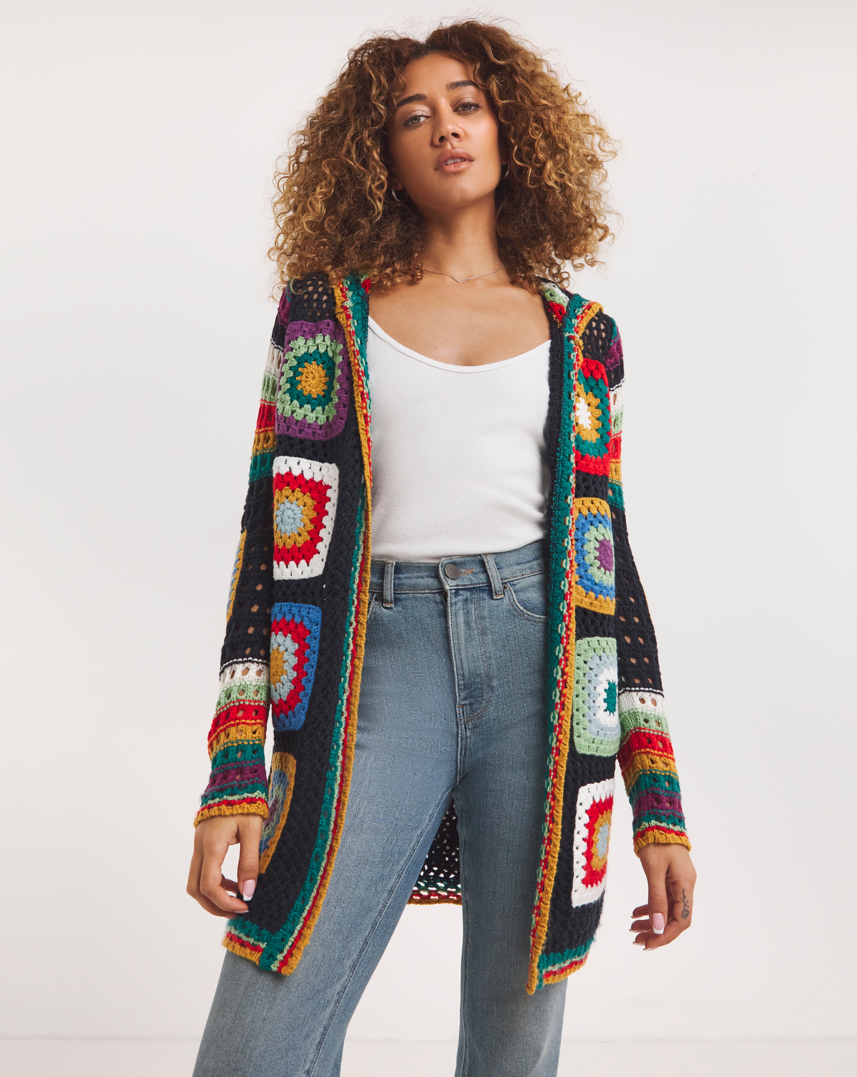 Joe Browns Navy Multi Captivating Crochet Cardigan | JD Williams