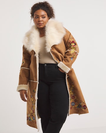 Joe Browns Enchanting Embroidered Faux Fur Coat