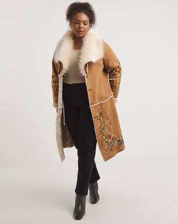 Joe Browns Enchanting Embroidered Faux Fur Coat