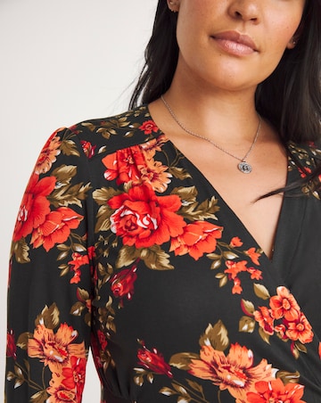 Joe Browns Black Joyful Winter Florals Wrap Jersey Dress