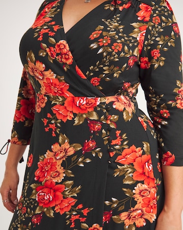 Joe Browns Black Joyful Winter Florals Wrap Jersey Dress