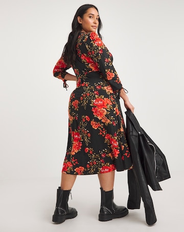 Joe Browns Black Joyful Winter Florals Wrap Jersey Dress