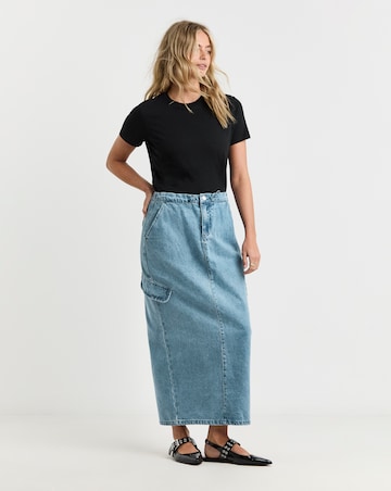 Parachute Denim Maxi Skirt