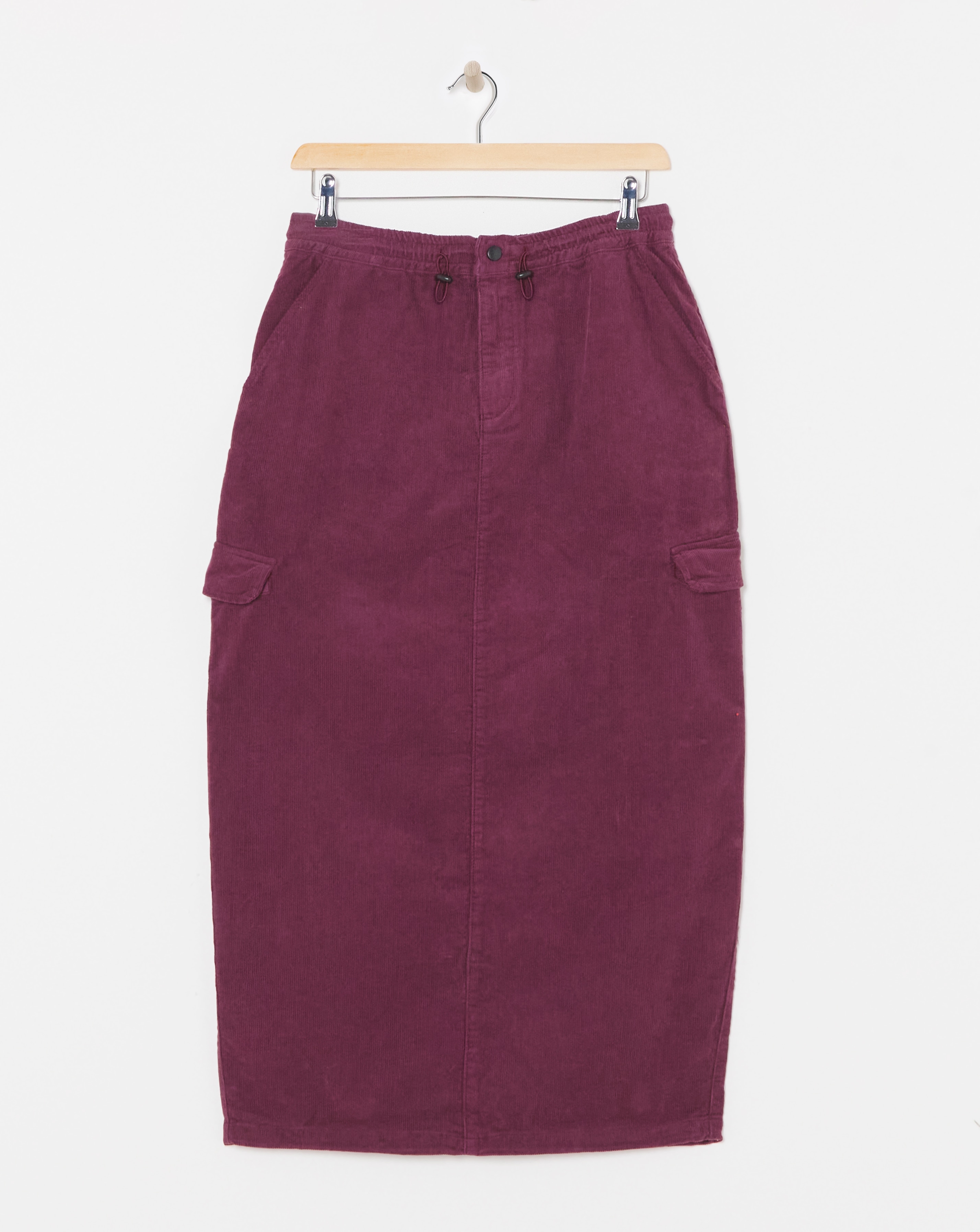 Burgundy Cord Cargo Maxi Parachute Skirt