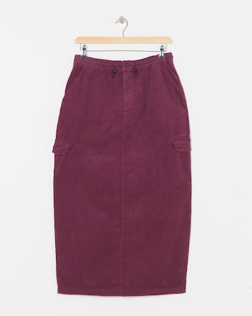Burgundy Cord Cargo Maxi Parachute Skirt