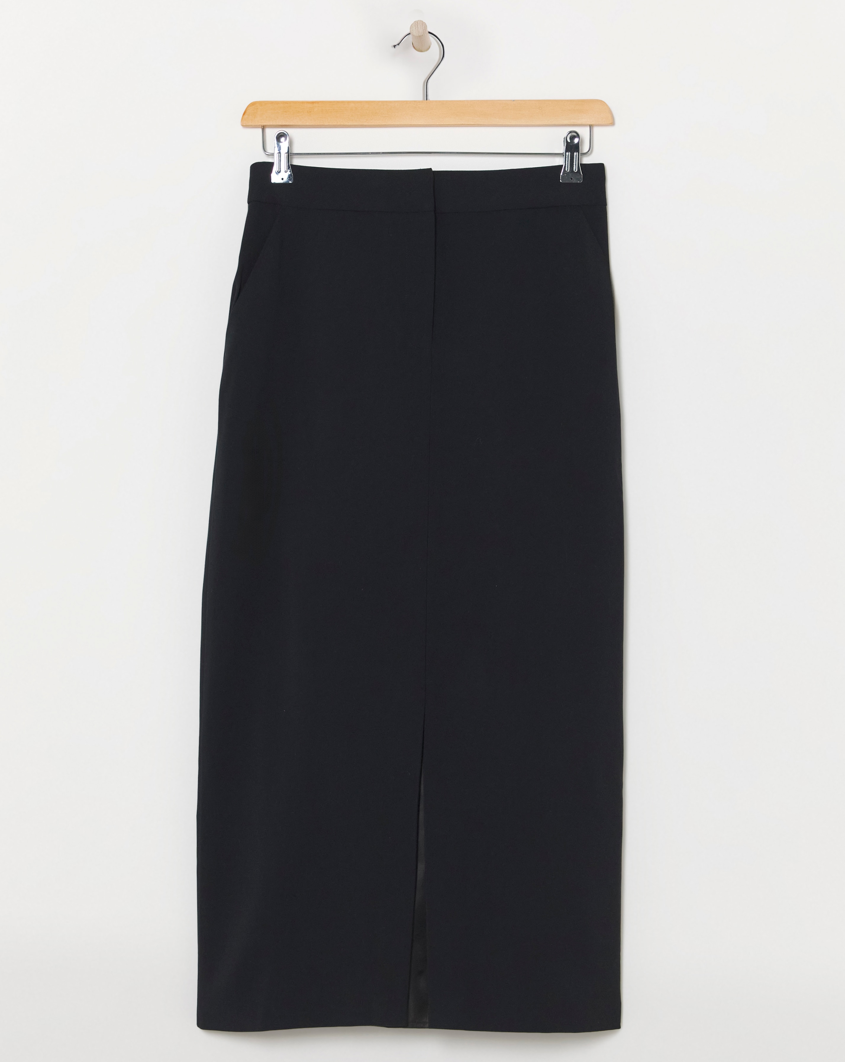 Black Utility Cargo Denim Maxi Skirt