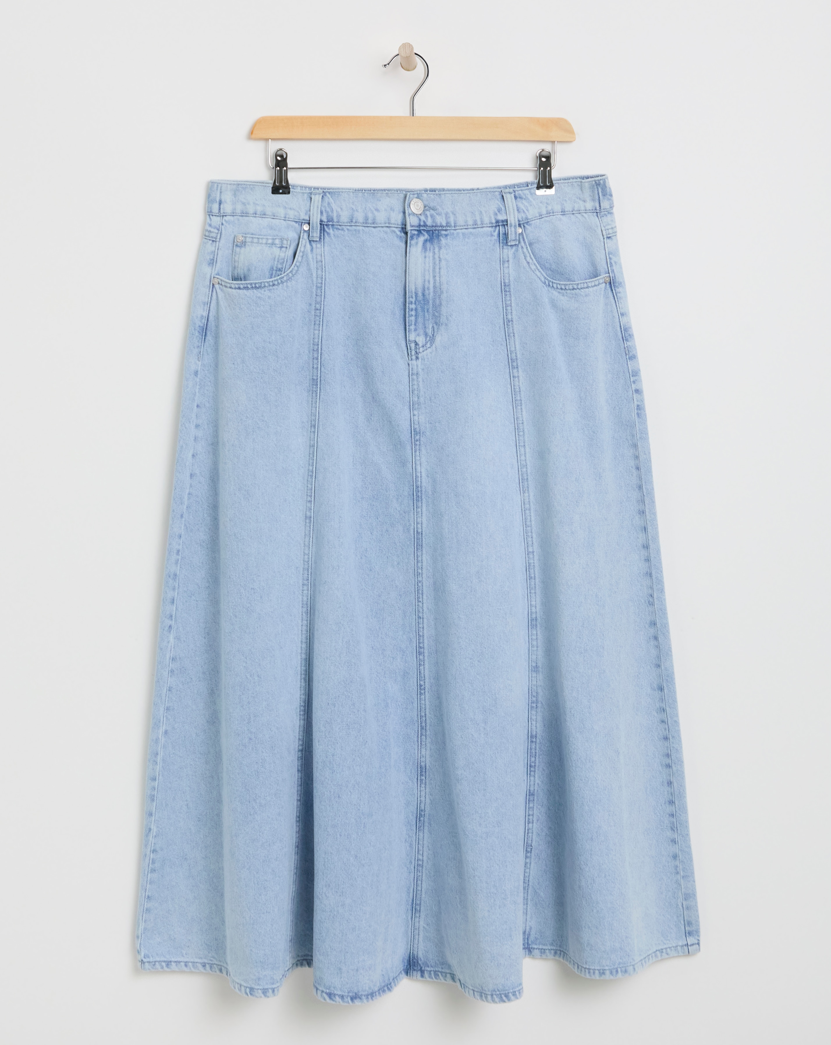 Light Wash A Line Maxi Denim Skirt