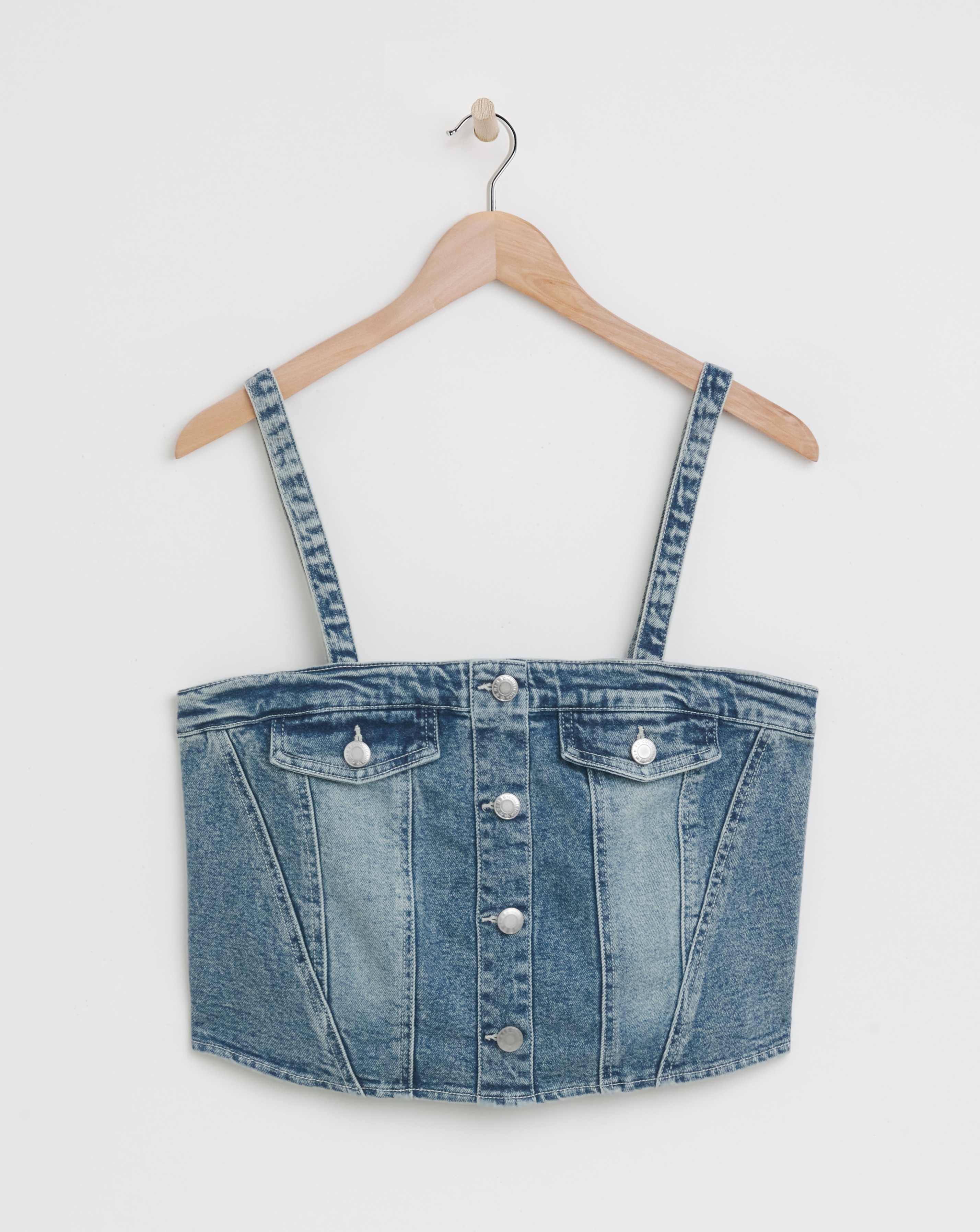 Dark Wash Seamed Detail Denim Corset