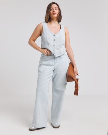 Simply Be Bleach Wash Button Down Denim Waistcoat