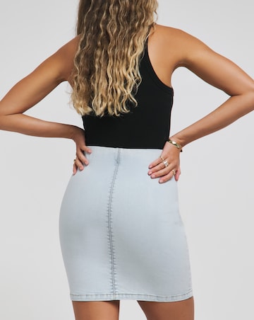 Bleach Wash Pull On Mini Skirt