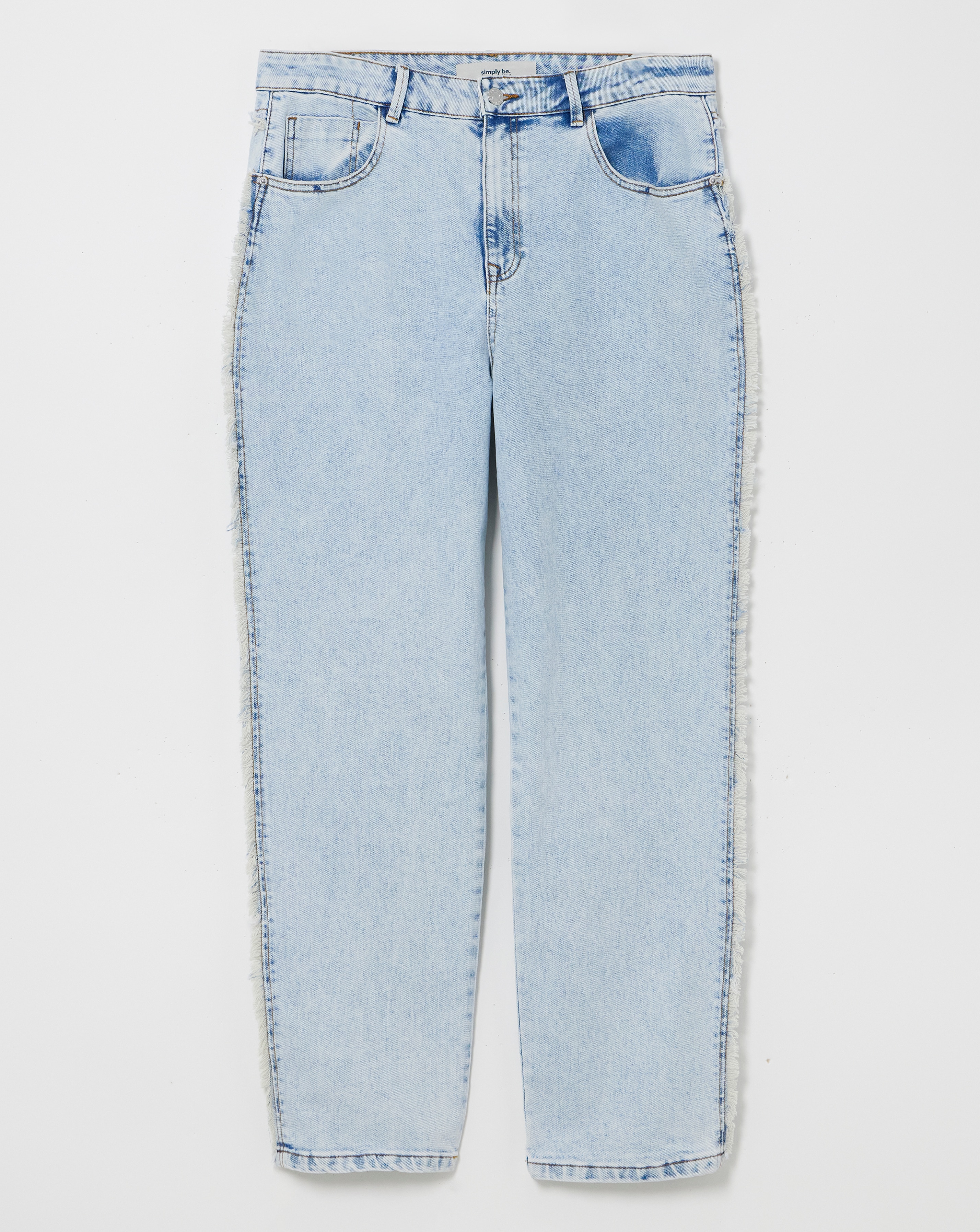 Acod Wash Frayed Side Straight Leg Jean