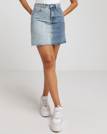 Simply Be Mid Blue Patchwork Denim Mini Skirt