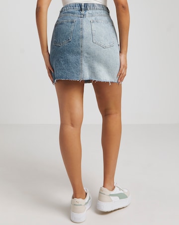 Simply Be Mid Blue Patchwork Denim Mini Skirt