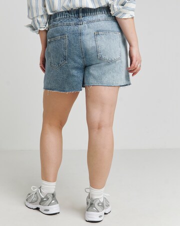 Simply Be Mid Blue Patchwork Denim Shorts