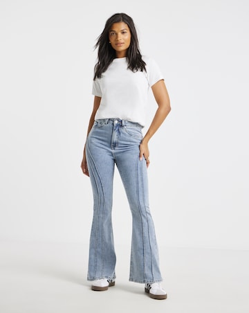 Simply Be Light Wash Seam Detail Flared Jean