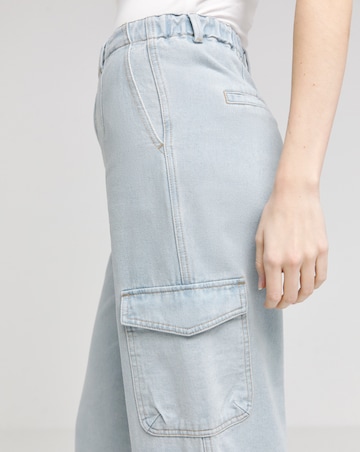 Simply Be Light Wash Utility Cargo Pocket Wide Leg Jean