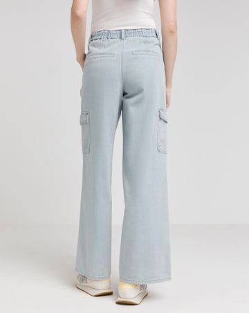 Simply Be Light Wash Utility Cargo Pocket Wide Leg Jean